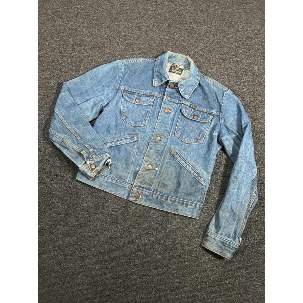 Vintage 70s Maverick 3J03MJ Denim Jacket Blue Bell Made in USA Distressed Men 38